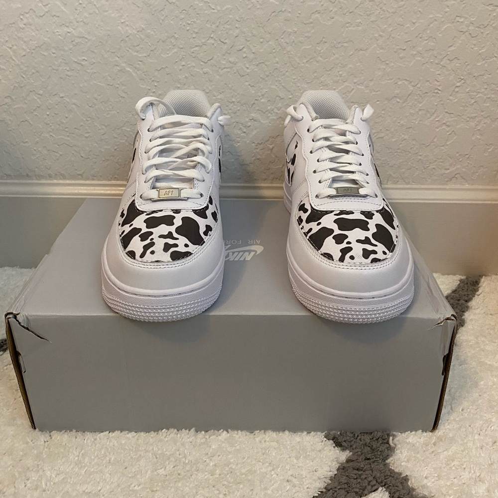 Never worn customized cow print Air Force 1.